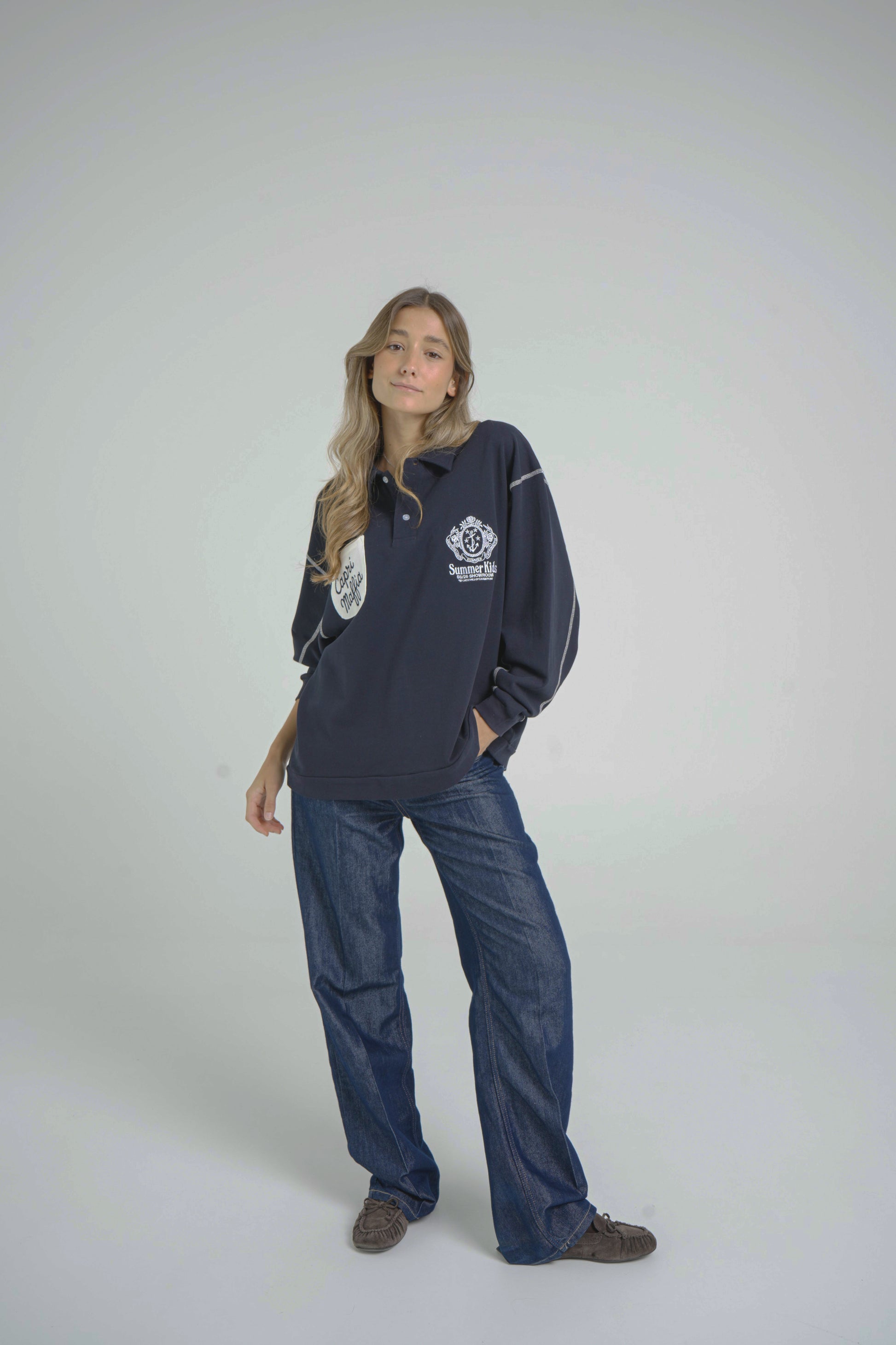 Polo Manga Larga Azul BAJAMAR SS26 — detalle BAJAMAR SS26