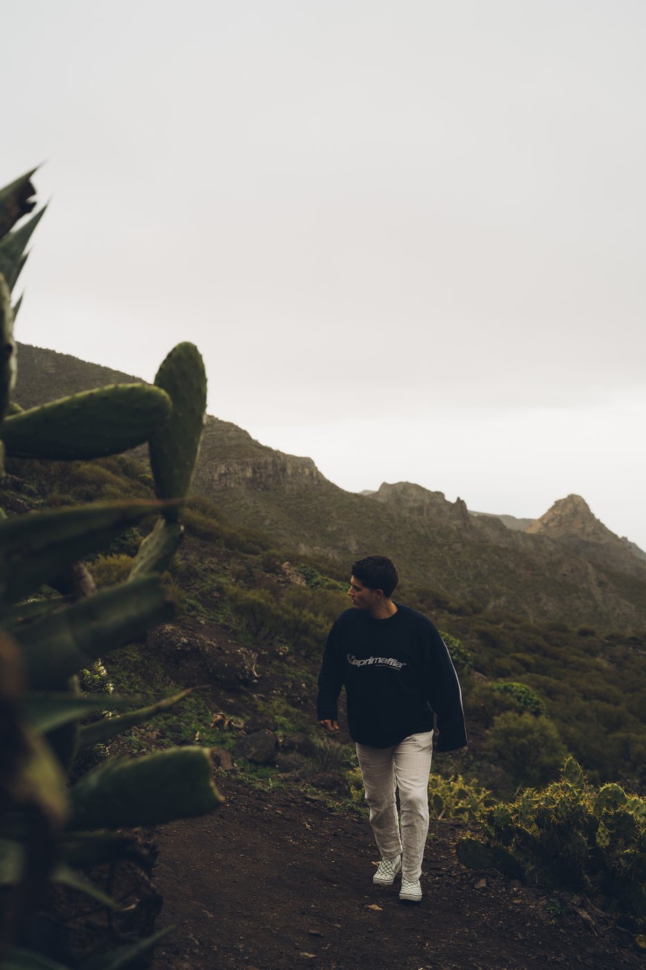 Paisaje volc&aacute;nico con una figura al fondo